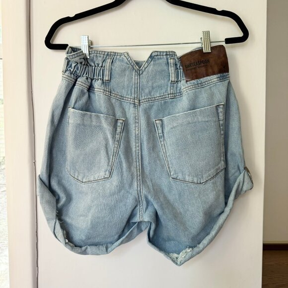 New Free People One Teaspoon Mid Rise Slouchy Cuffed Jean Shorts Light Wash 27 - Picture 5 of 7